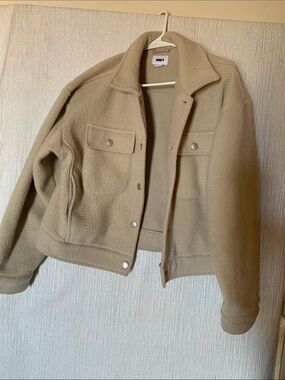 Obey Women's L- Beige Teddy Sherpa Jacket - Button Front Coat